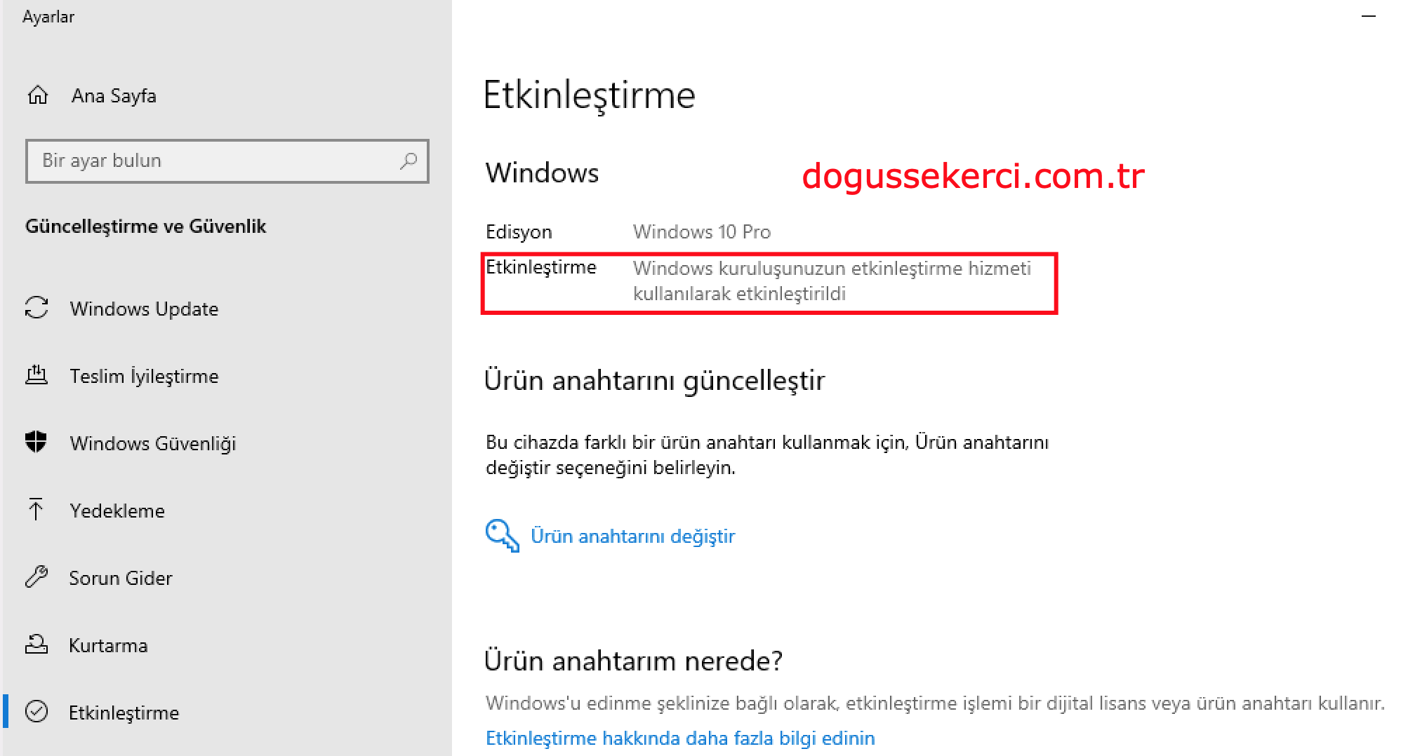 Ücretsiz Windows 10 Lisans (Programsız)